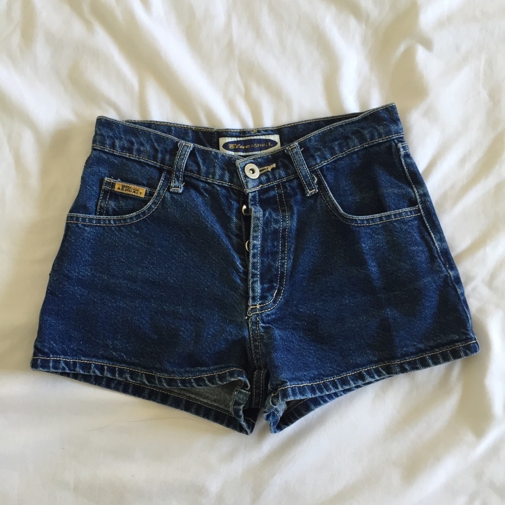 vintage blue asphalt denim shorts